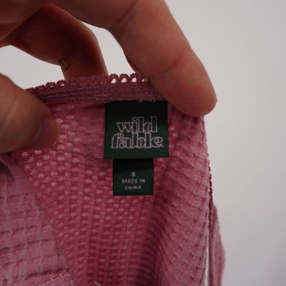Wild Fable NWT Women's Pink Waffle Knit Sleeveless Bodysuit Size Small - Picture 3 of 4